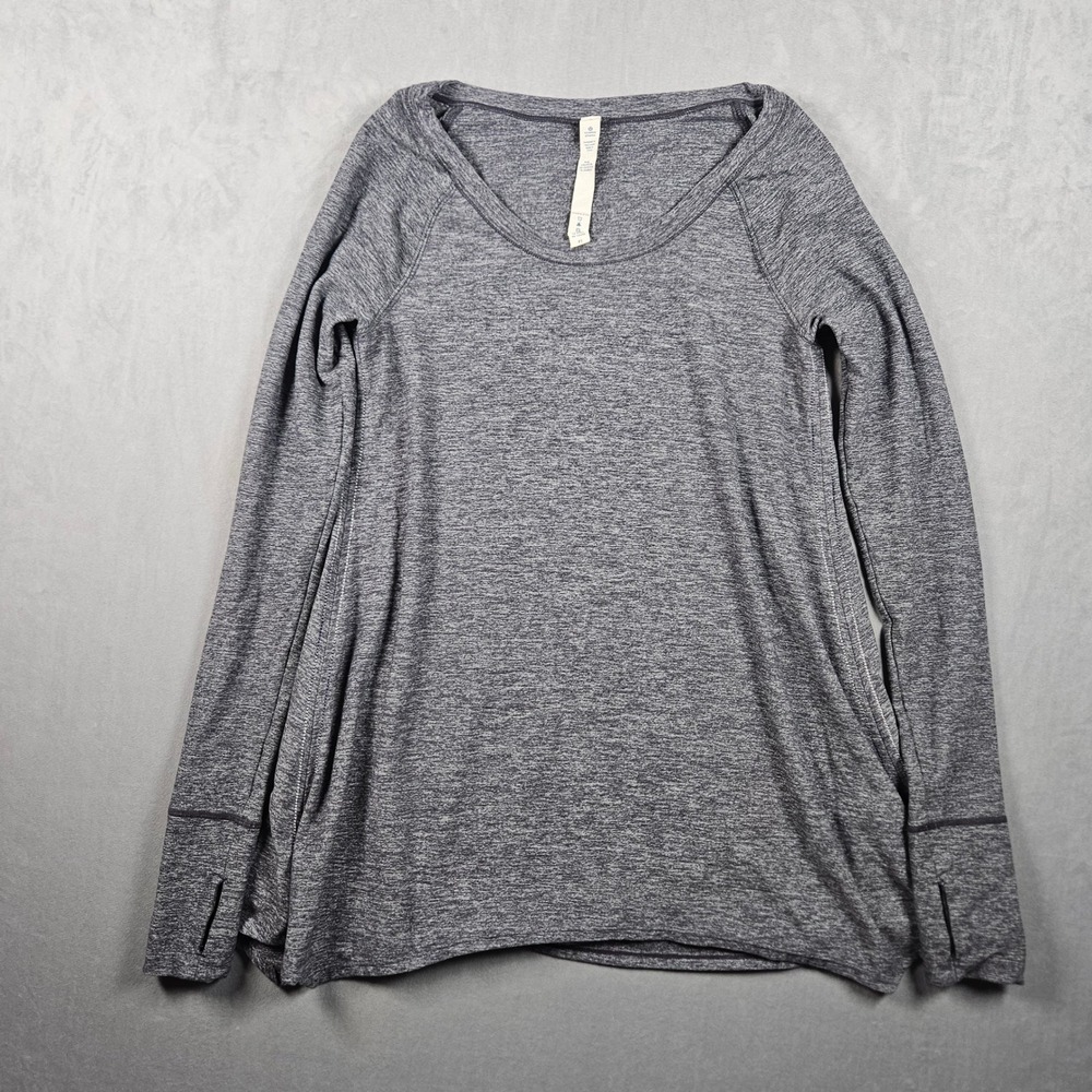 Lululemon Rehearsal Long Sleeve Top Womens 6 Gray Loose Fit Dance Thumbholes - Picture 1 of 10